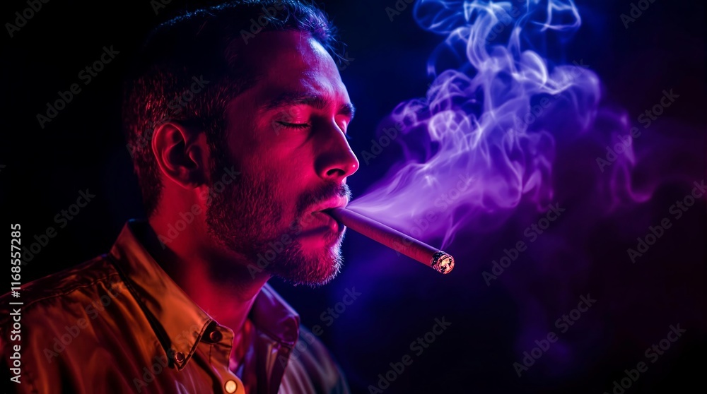 Fototapeta premium Man smoking a cigar