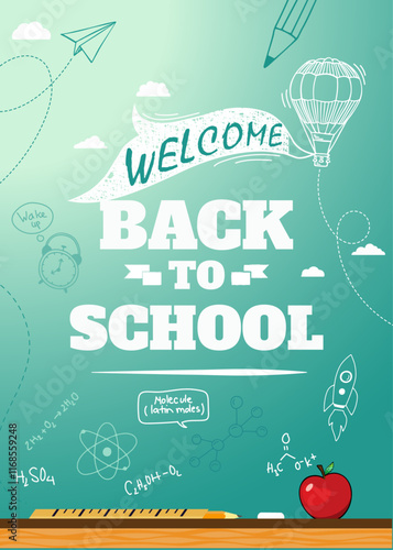 Back to school poster, education background