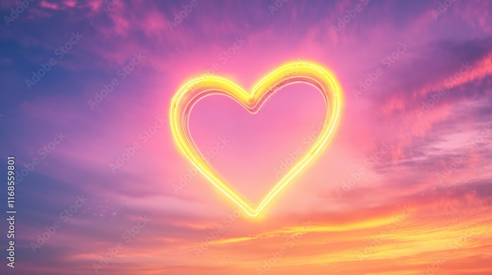 Luminous Heart Neon Sign Against a Gradient Twilight Sky, Soft Pink and Purple Tones, Ethereal Light Rays, Romantic Floating Particles, Creating a Dreamy Valentine's Atmosphere with Dramatic Lighting Luminous Heart Neon Sign Against a Gradient Twilight Sky, Soft Pink and Purple Tones, Ethereal Light Rays, Romantic Floating Particles, Creating a Dreamy Valentine's Atmosphere with Dramatic Lighting