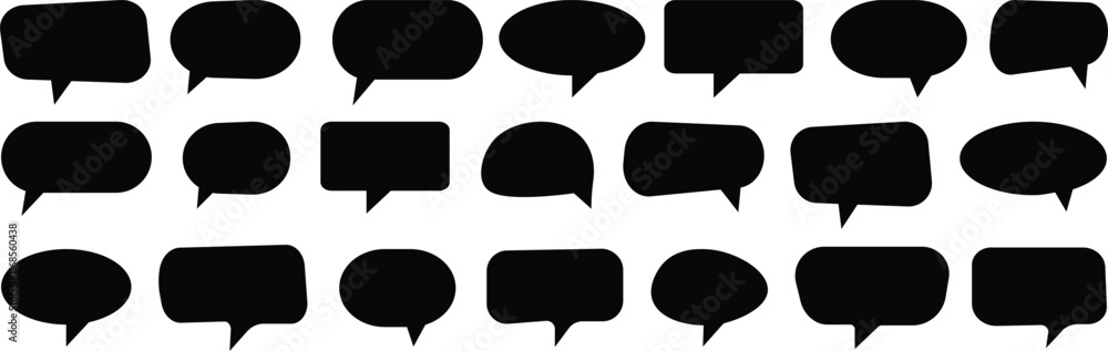 Fototapeta premium Speech Bubble set. Collection of black speech bubbles. Speech bubble comic. Empty comic speech bubbles set. Speech bubble, speech balloon, chat bubble vector collection. Talk bubble