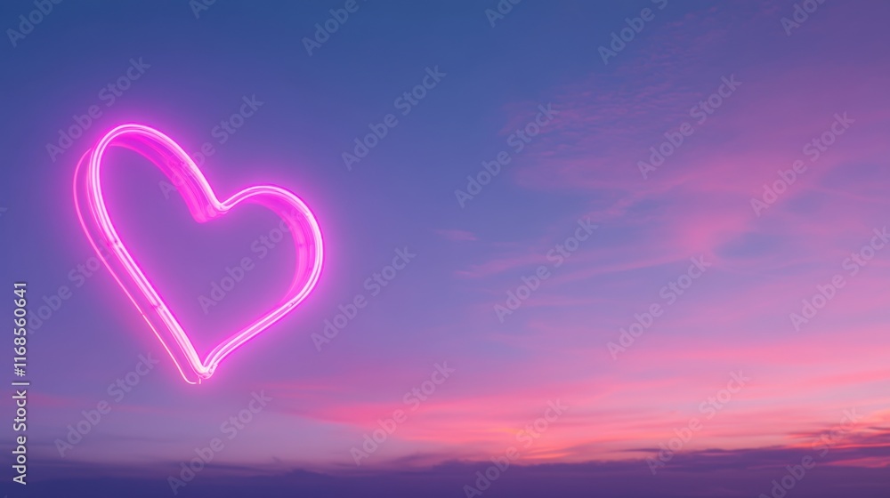 Luminous Heart Neon Sign Against a Gradient Twilight Sky, Soft Pink and Purple Tones, Ethereal Light Rays, Romantic Floating Particles, Creating a Dreamy Valentine's Atmosphere with Dramatic Lighting Luminous Heart Neon Sign Against a Gradient Twilight Sky, Soft Pink and Purple Tones, Ethereal Light Rays, Romantic Floating Particles, Creating a Dreamy Valentine's Atmosphere with Dramatic Lighting