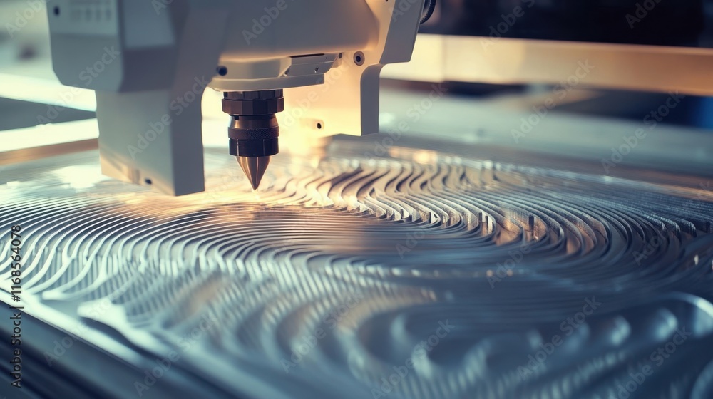 Modern CNC Machine Engraving Metal Surface Modern CNC Machine Engraving Metal Surface