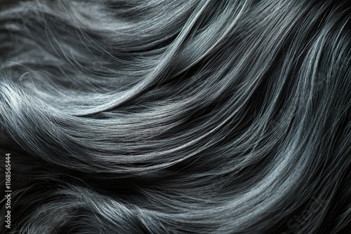 Elegant long dark hair showcasing smooth texture and natural shine in a close...