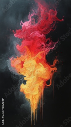Abstract orange wave pattern with glowing particles in a dark setting