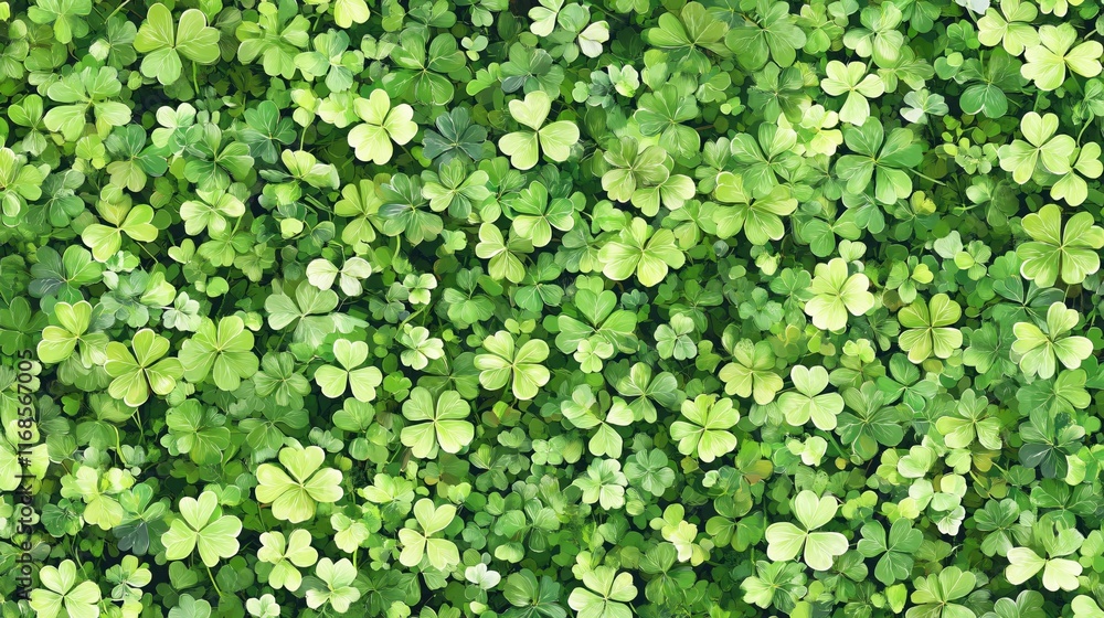 Lush Green Background of Freshly Grown Clover Leaves in Natural Environment Lush Green Background of Freshly Grown Clover Leaves in Natural Environment