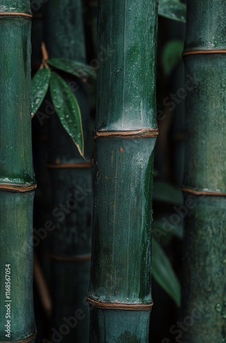 Dense bamboo grove showcasing vibrant green stalks in a tranquil natural setting
