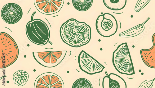 Vibrant Fruit Illustration Background