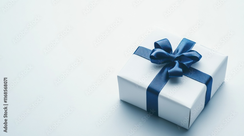 A single closed white square gift box, its sharp edges and clean design standing out against a bright white background. A single closed white square gift box, its sharp edges and clean design standing out against a bright white background.