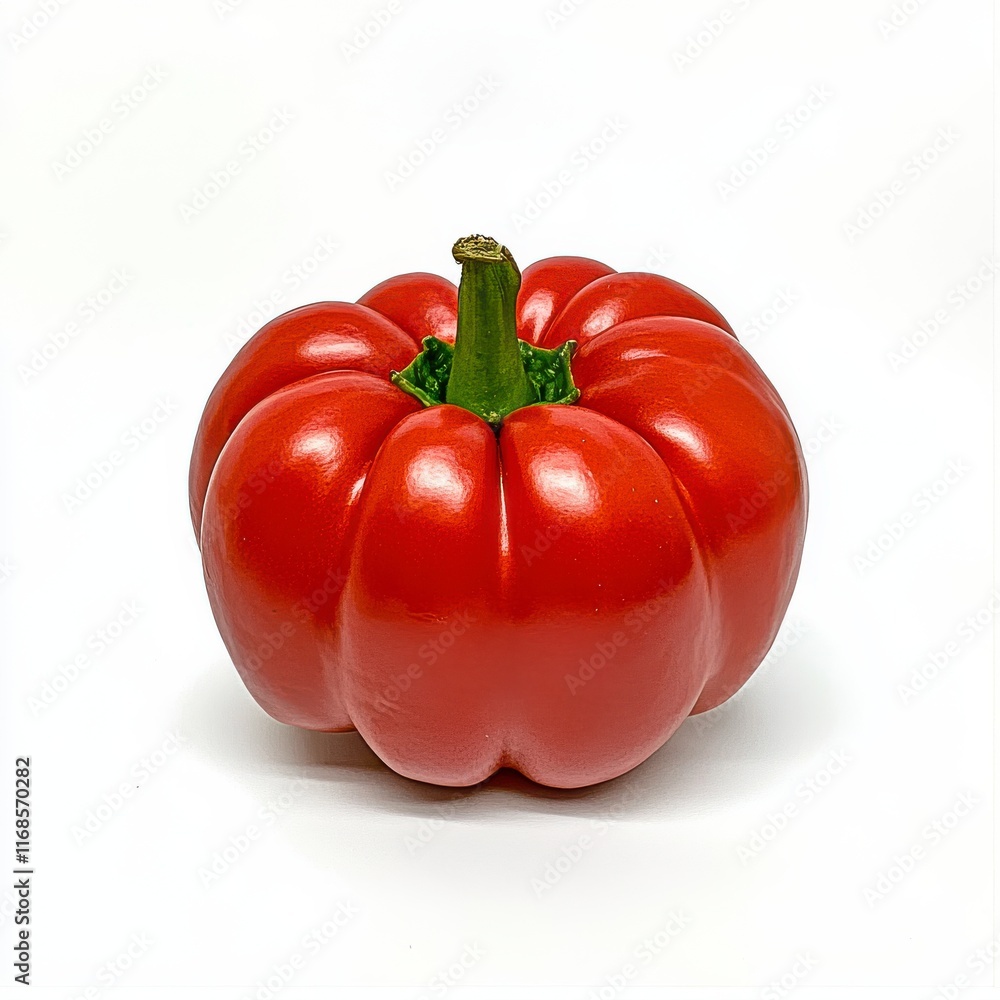 Fresh Bright Red Bell Pepper Isolated on White Background Fresh Bright Red Bell Pepper Isolated on White Background