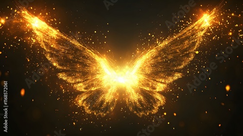 Golden Sparkly Butterfly Wings Abstract Art