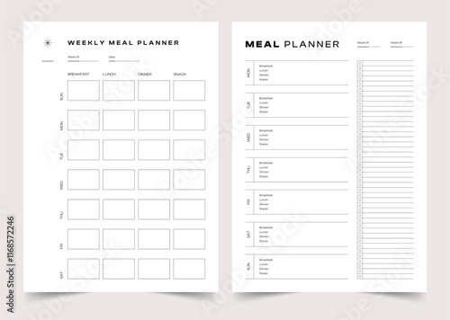 Meal Planners Template, Modern Planner Template Set