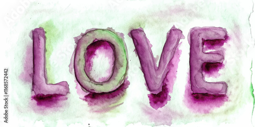 Watercolor art, vibrant colors, love theme, romantic design, artistic expression, decorative wall art.