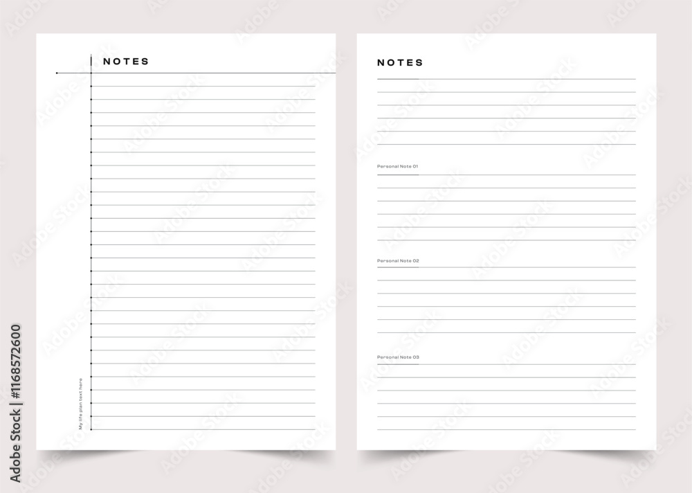 Daily Notes Design, Personal Planner Layout Daily Notes Design, Personal Planner Layout