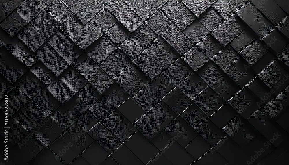 Fototapeta premium Abstract Black Geometric Pattern with Textured squares, cubes