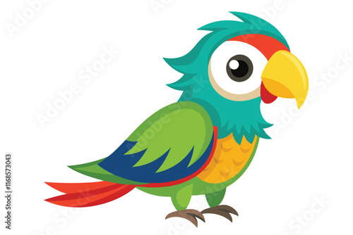 cute parrot  against clean silhouette color illustration wihte background B.eps
