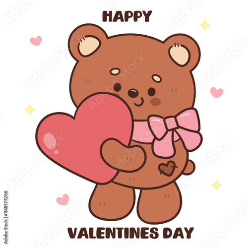 teddy bear hug pink heart valentines day card kawaii animal lovely cartoon