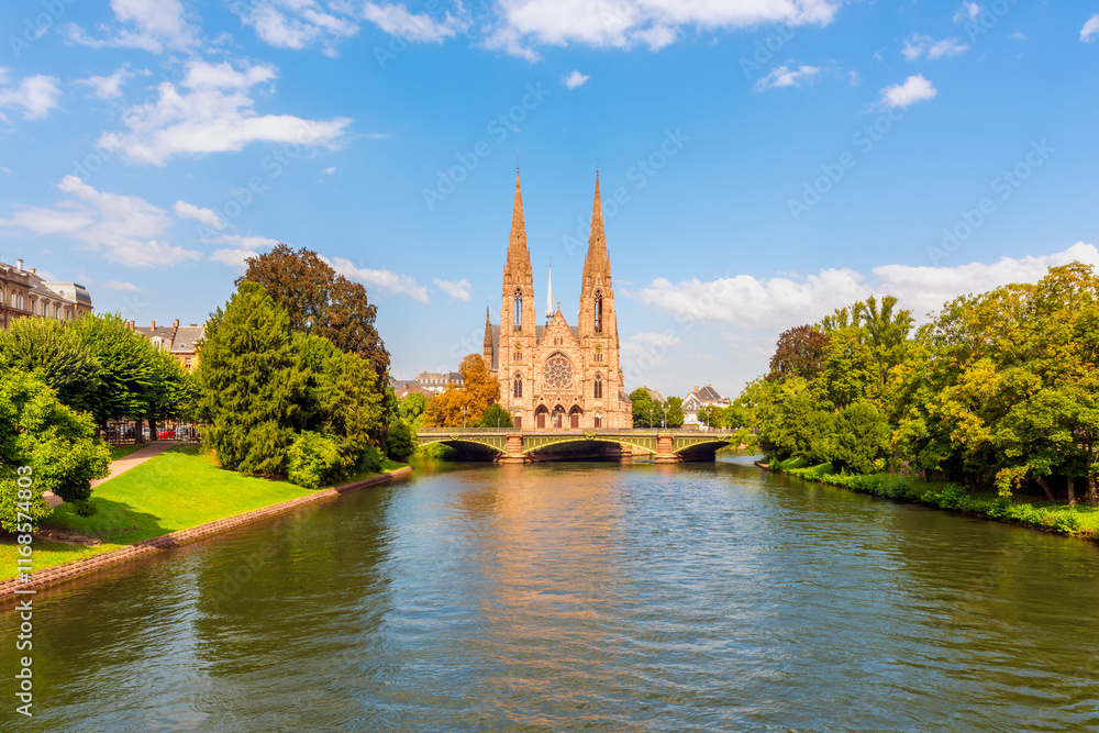 St. Paul's Church in Strasbourg, Alsace, Eastern France. It is a major Gothic Revival architecture building and was built between 1892 and 1897. St. Paul's Church in Strasbourg, Alsace, Eastern France. It is a major Gothic Revival architecture building and was built between 1892 and 1897.