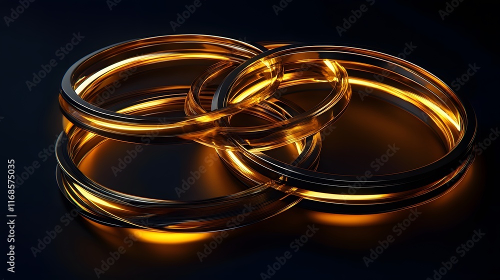 Intertwined Golden Rings Abstract Design Intertwined Golden Rings Abstract Design