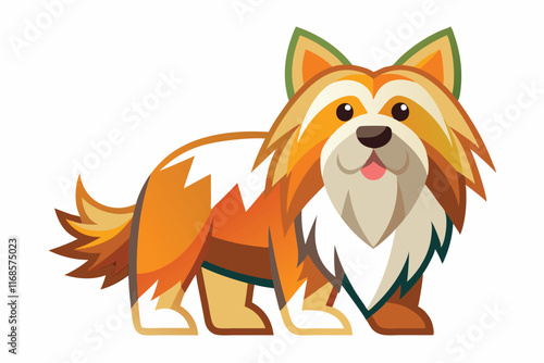 Estrela Mountain Dog flies kawaii bold lines clean shape white background B.eps