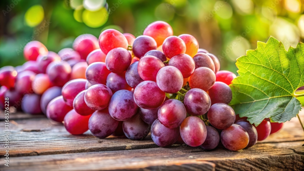 Juicy Rose Grapes on Rustic Wooden Desk - High-Resolution Stock Photo Juicy Rose Grapes on Rustic Wooden Desk - High-Resolution Stock Photo