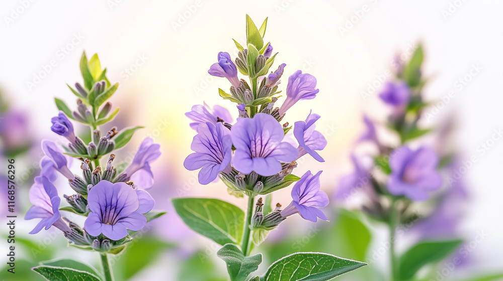Obraz premium Purple Flowers Light, Delicate purple flowers in soft light.