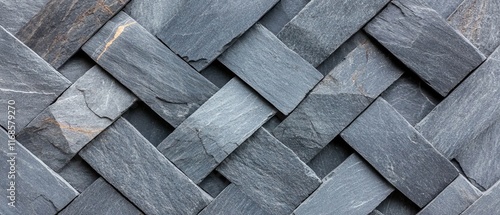 Gray Slate Stone Wall Texture Background Interlocking Pattern Architecture Design