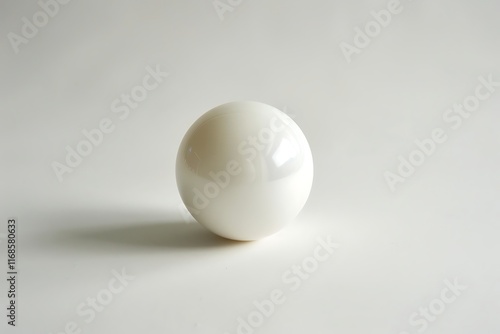 single white pearl with glossy finish on white background photo