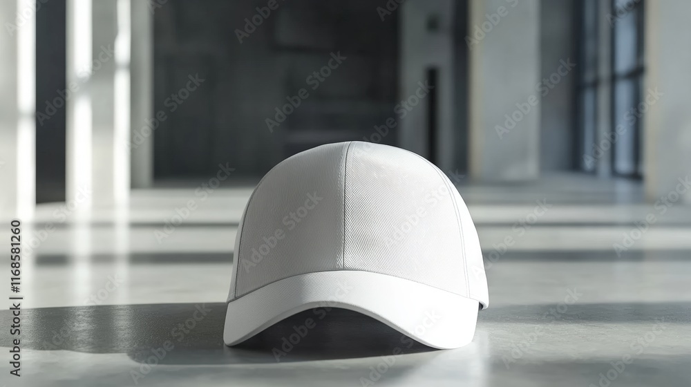 White cap mockup on minimalist room White cap mockup on minimalist room