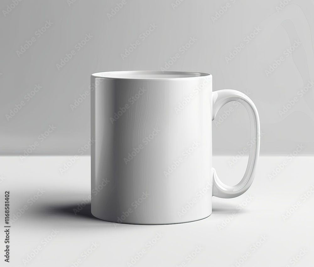 Plain white coffee mug on a table. Plain white coffee mug on a table.