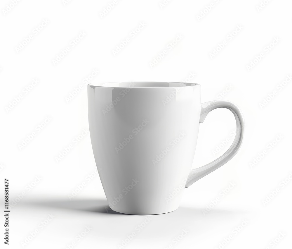 Plain white ceramic mug on white background. Plain white ceramic mug on white background.