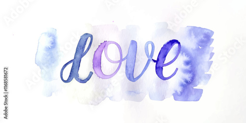 Watercolor love illustration, soft blue hues, artistic design, romantic theme, perfect for greeting cards.