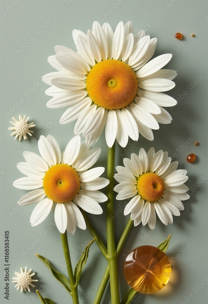 Fototapeta premium Bright daisies with white petals and vibrant orange centers arranged elegantly on a soft background