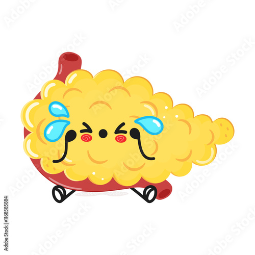 Sad Pancreas character. Vector hand drawn cartoon kawaii character illustration icon. Isolated on white background. Sad Pancreas character concept