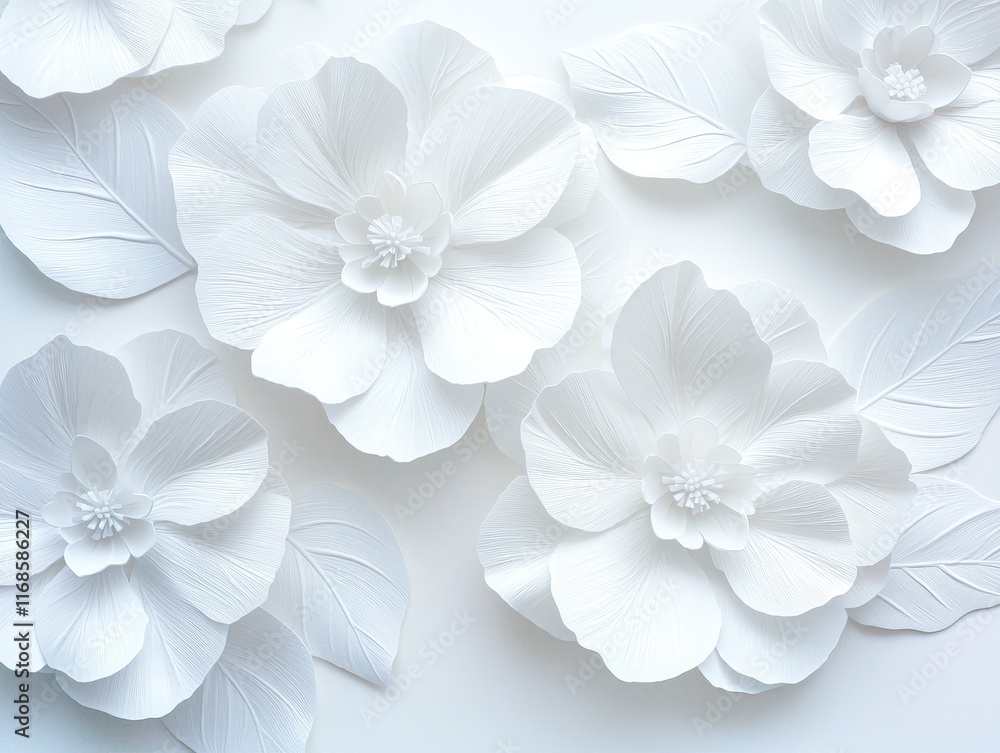 Obraz premium Elegant White Paper Flowers Floral Background Craftsmanship Wedding Decoration