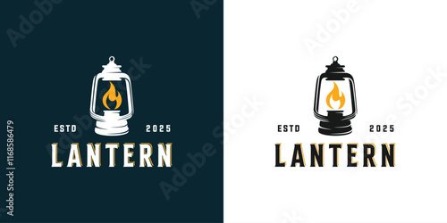 Lantern vintage logo icon illustration Premium Vector