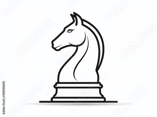 Elegant Single Line Chess Knight Silhouette: Strategy, Business, Game