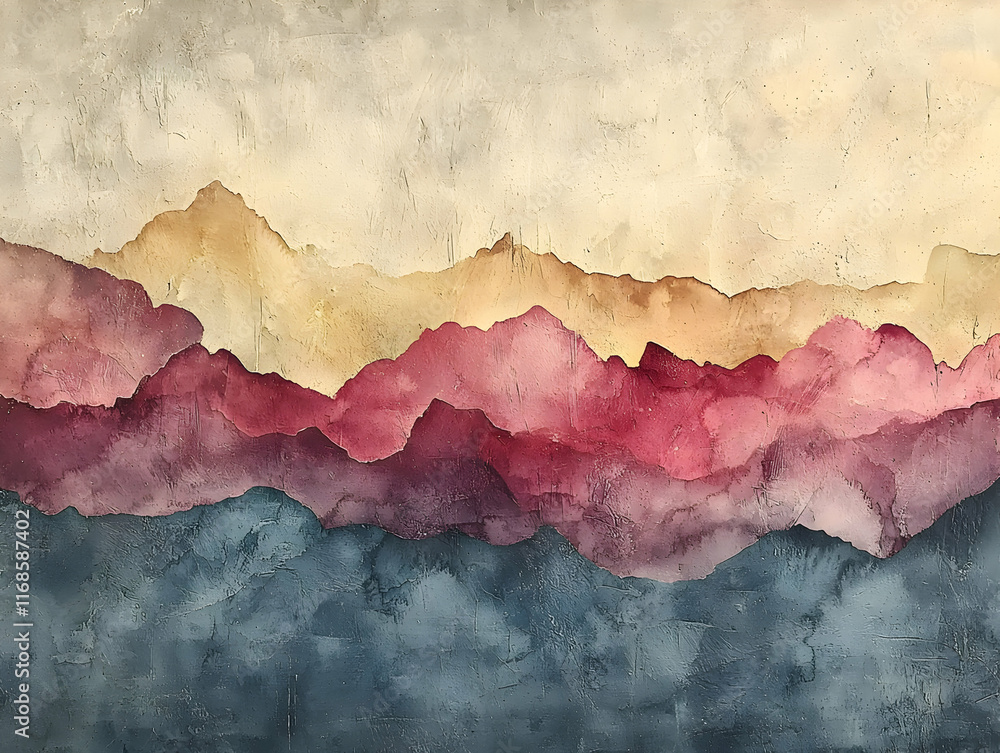 Abstract Mountain Range, Textured Art, Hues Abstract Mountain Range, Textured Art, Hues