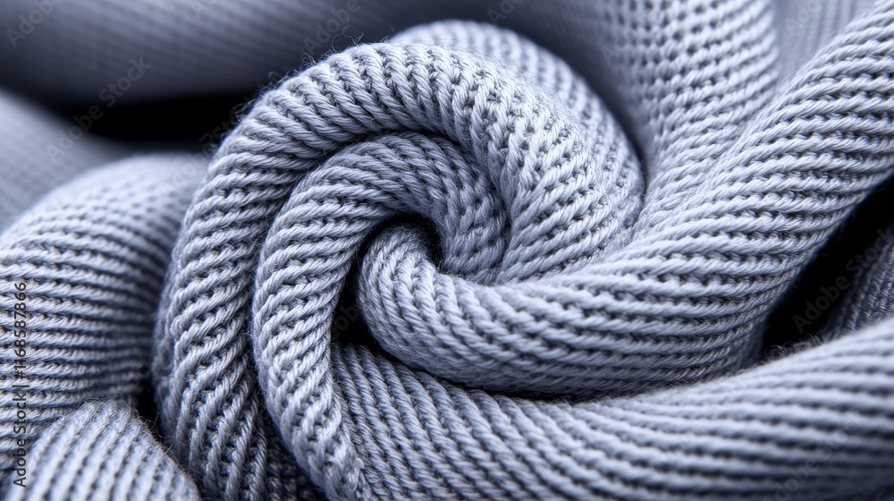 Fototapeta premium Textured Knit Fabric Gray Wool Swirl Cozy Clothing Material Soft Textile Background