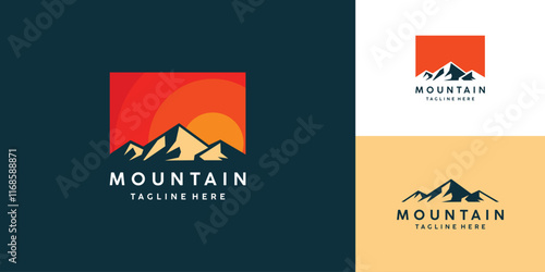 Vector Mountain Expedition Symbol. Logo for Exploration, Outdoor Tours. Illustration for T-shirts