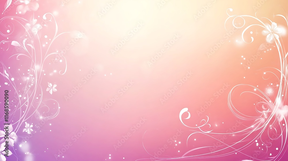 Delicate Pink Floral Background Design With Swirls Delicate Pink Floral Background Design With Swirls