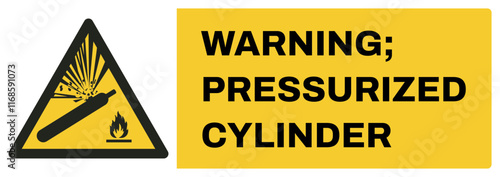 ISO warning safety signs uppercase text_warning ; pressurized cylinder_landscape size 1/2 a4/a3/a2/a1