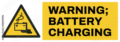 ISO warning safety signs uppercase text_warning ; battery charging_landscape size 1/2 a4/a3/a2/a1