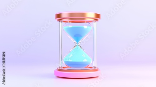 Elegant Pastel Hourglass Time Deadline Minimalist Concept Pink Blue Sand