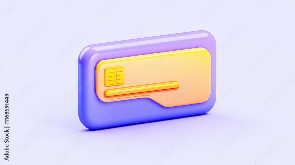 3D Render of a Colorful Credit Card Icon Digital Payment Online Banking Finance Concept 3D Render of a Colorful Credit Card Icon Digital Payment Online Banking Finance Concept