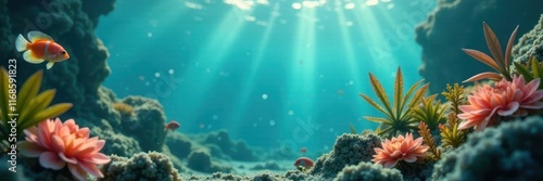 Dreamy underwater scene, blurred aquatic plants, soft, abstract