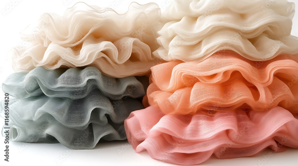 Soft Pastel Ruffled Fabric Draped Beautifully Soft Pastel Ruffled Fabric Draped Beautifully