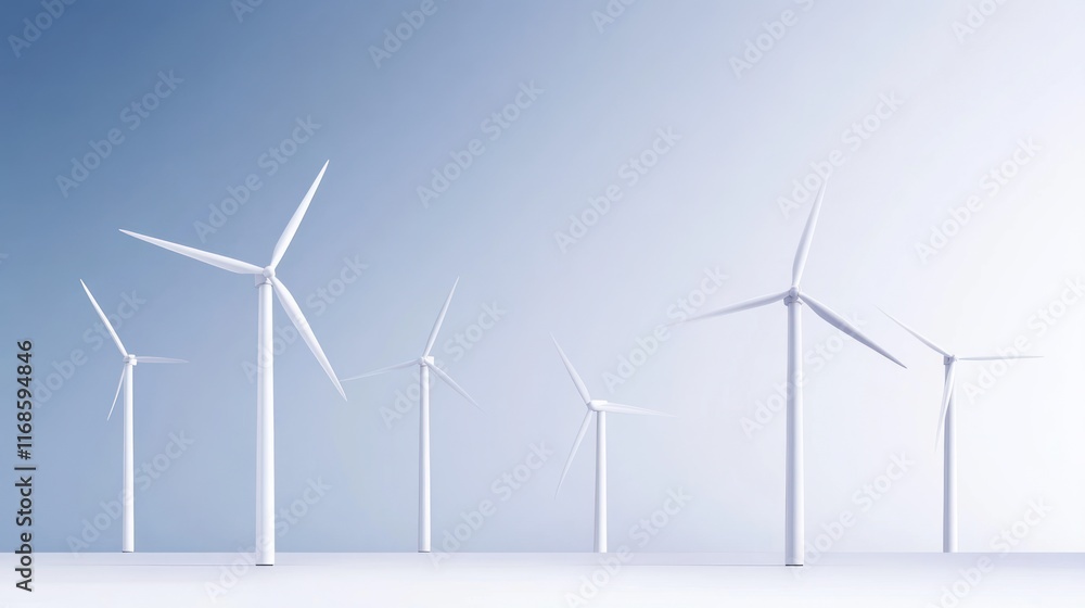 A serene landscape featuring multiple wind turbines against a gradient sky. A serene landscape featuring multiple wind turbines against a gradient sky.