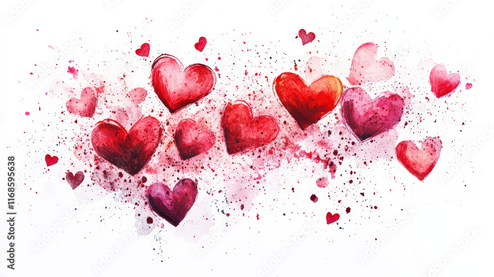 Hand-Painted Red and Pink Hearts Explosion for Valentine's Day Backdrop Hand-Painted Red and Pink Hearts Explosion for Valentine's Day Backdrop