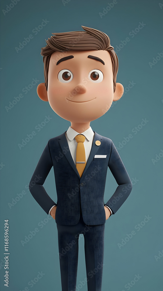 Cartoon Businessman: Confident, Successful, Smiling Cartoon Businessman: Confident, Successful, Smiling