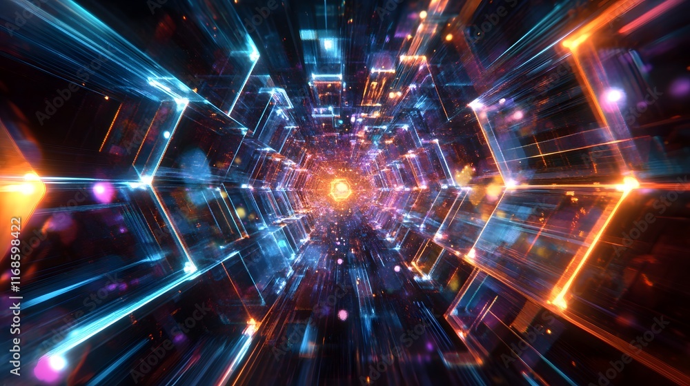 Abstract Digital Tunnel of Light and Color Abstract Digital Tunnel of Light and Color